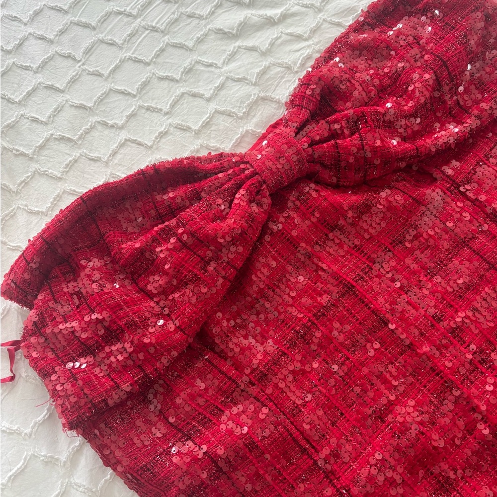 Boohoo Strapless Red Sequin Dress - Picture 6 of 8